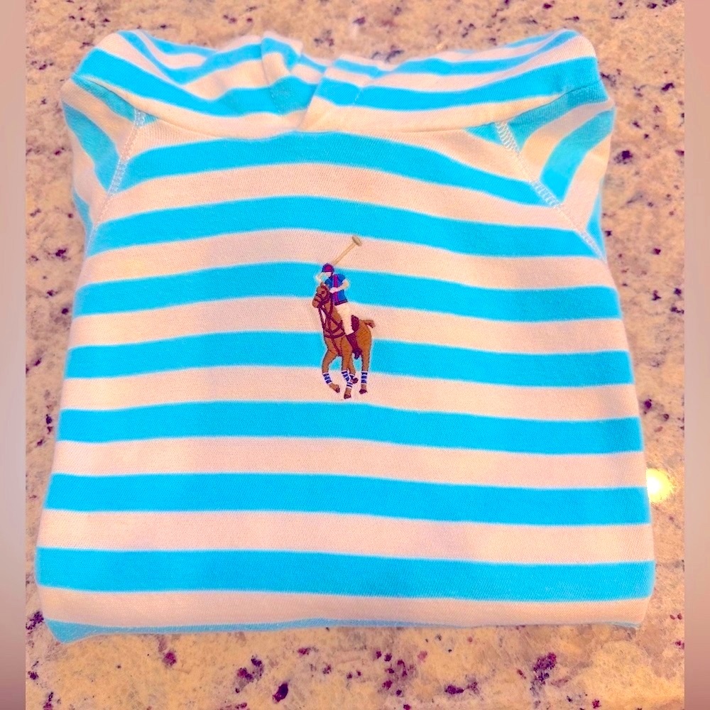 EUC Polo Ralph Lauren Striped Terry Hoodie, girl’s size Large (12-14)